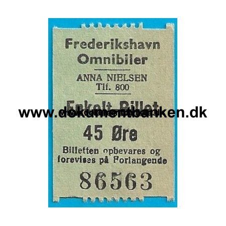 Frederikshavn Omnibiler Billet 1956