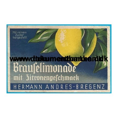 Citronvand Herman Andres Bregenz strig Etiket 1950