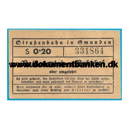 Sporvognsbillet Gmunden strig 1950