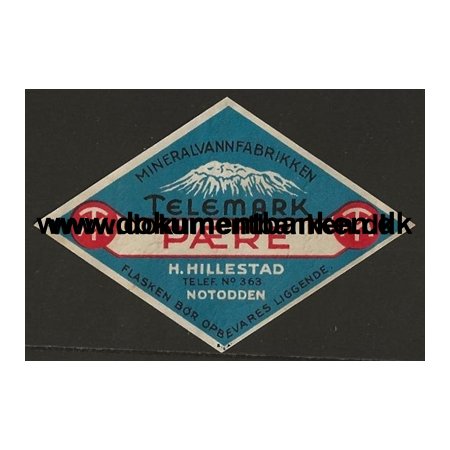 Telemark Pre H. Hillestad Norge Etiket 1946