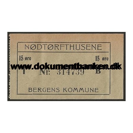 Ndtrfthusene Bergens Kommune WC Billet Bergen 1946