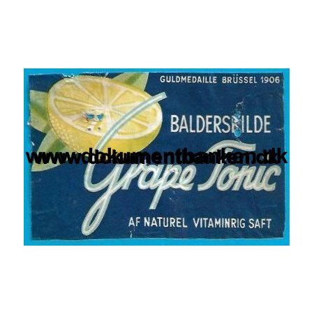 Balderskilde Grape Tonic Etiket 1941