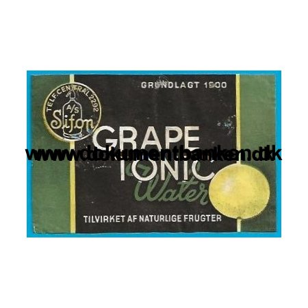 A/S Sifon Grape Tonic Etiket 1941