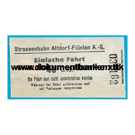 Sporvognsbillet Flelen - Altdorf Schweiz 1950