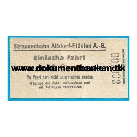 Sporvognsbillet Altdorf - Flelen Schweiz 1950