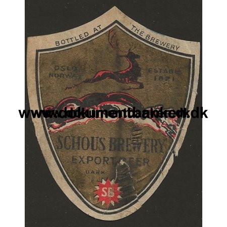 Schous Brewery Exportbeer Oslo Norge letiket 1949