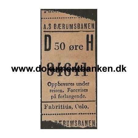 A/S Brumsbanen Billetter Jar Norge 1949