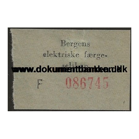 Bergens Elektriske Frgefart Billet 1949