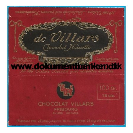 De Villars Chokoladeomslag Schweiz 1950