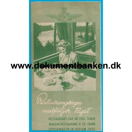 Restaurantvogn Malm-Gteborg-Ed Kreplansfolder 1946