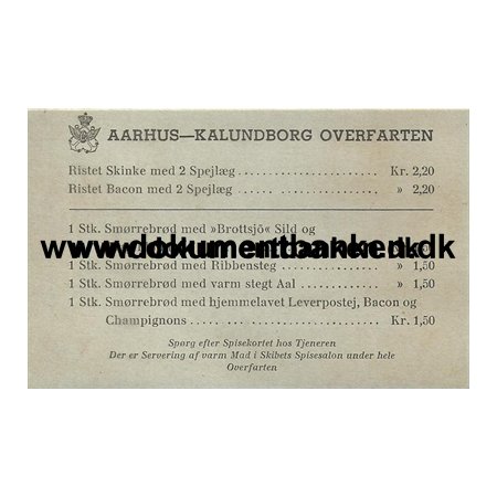 M/S Kalundborg, Bordkort, 28 april 1950