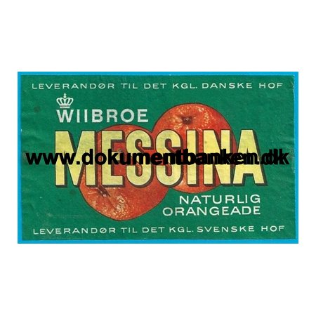 Wiibroe Messina Orangeade Etiket 1959