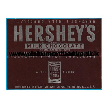 Hershey's Milk Chocolate Chokoladeomslag U.S.A. 1948