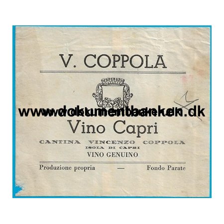 Vino Capri Etiket Italien 1954