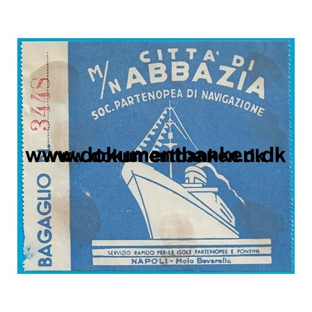 M/N Citta di Abbazia Italien Bagagemrke 1954