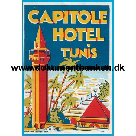 Capitole Hotel Tunis Kuffertmrke 1954