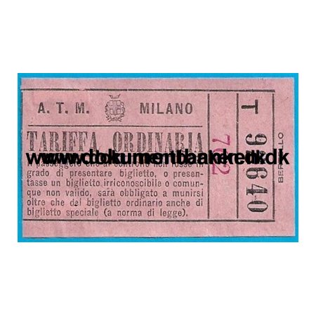 Sporvejbillet Milano Italien 1954