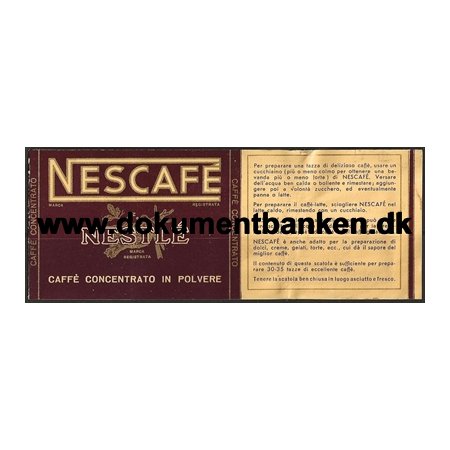 Nescafe fra Banegaardshallen Rom Italien Etiket 1954