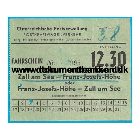 PostbusBillet Franz Josefs Hhe - Zell am See strig 1950