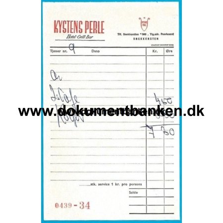 Kystens Perle Snekkersten Regning 1957