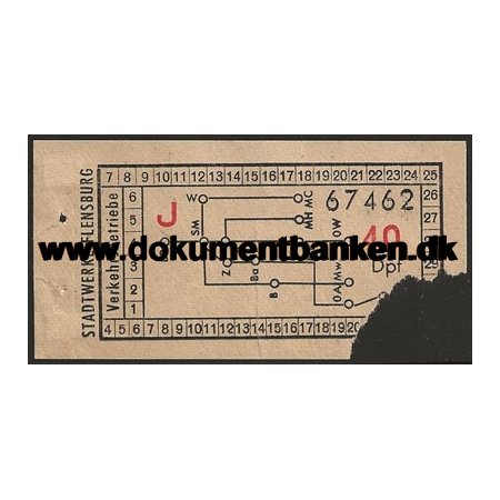 Sporvejbillet Flensborg Tyskland 1958