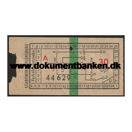 Sporvejbillet Flensborg Tyskland 1958