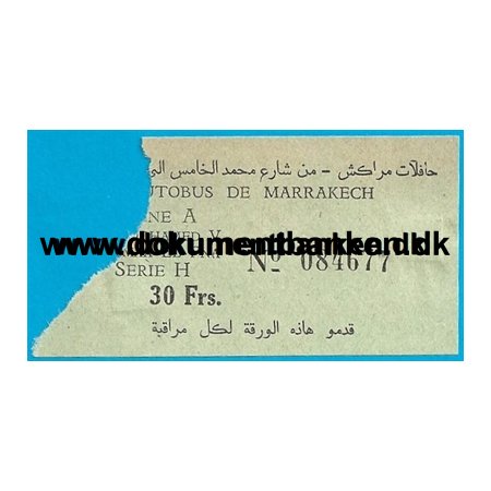 Busbillet Marrakech Marokko 1959