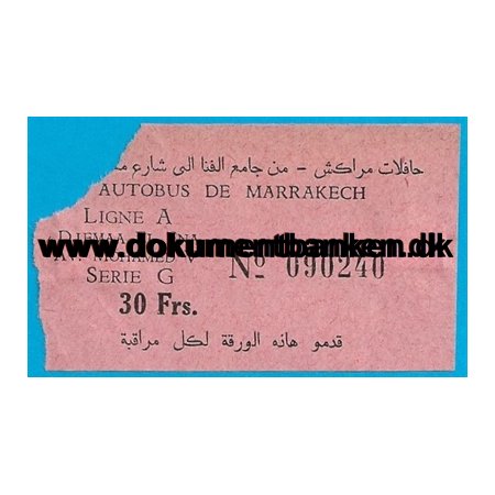 Busbillet Marrakech Marokko 1959