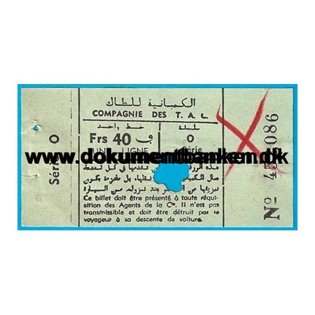Busbillet Casablanca Marokko 1959