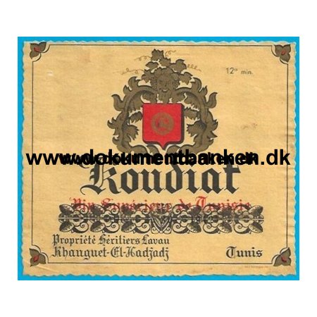 Koudiat Vin Rose Tunesien etiket 1963