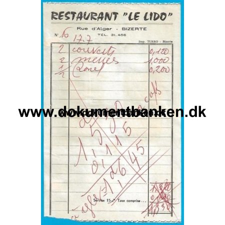 Restaurant "Le Lido" Rue d'Alger Bizerte Tunesien Regning