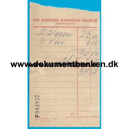 Det Forenede Dampskibs-Selskab Regning 1962