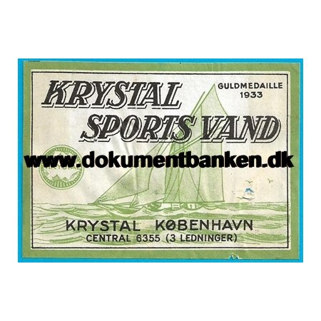 Krystal Sportsvand Kbenhavn Etiket 1952