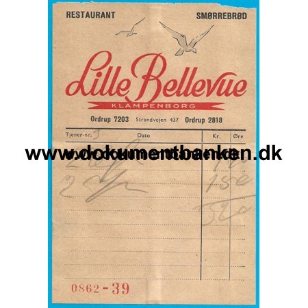 Lille Bellevue Klampenborg Regning 1953