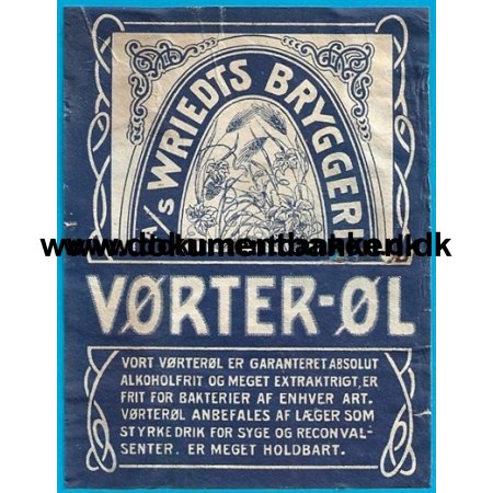 Vrter-l A/S Wriedts Bryggeri Norge Etiket 1952
