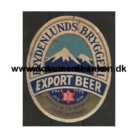 Frydenlunds Bryggeri Export Beer Bergen Etiket 1952