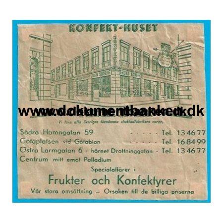 Konfekthuset Gteborg Konfektomslag 1946