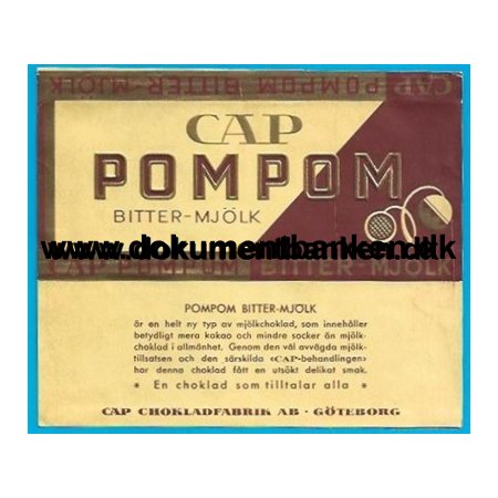 Cap Pompom Bitter-Mjlk Chokoladeomsalg Gteborg 1946
