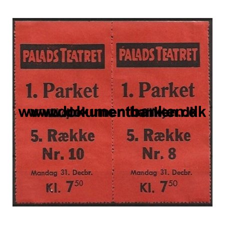 Biobilletter Kaj Munks Ordet Svensk Indspilning Palads Teatret 31 december 1945