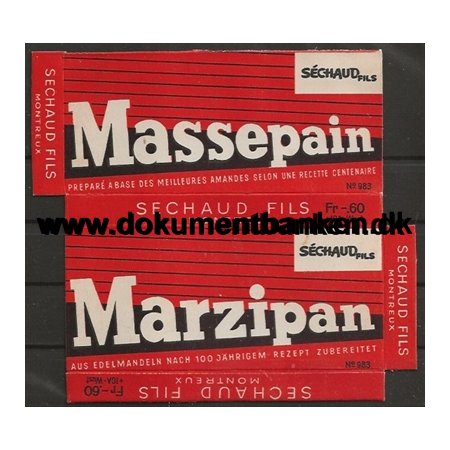 Sechaud Fils Marzipan Omslag Geneve Schweiz 1947