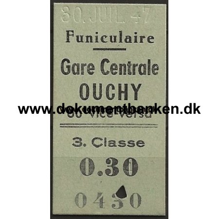 Funiculaire Billet Gare Centrale - Ouchy CFF Schweiz 1947