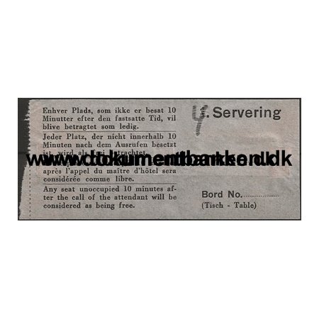 4. Servering Kupon Tog Basel - Kbenhavn H 1947