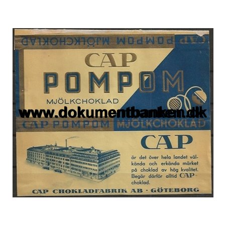 Cap Pompom Bitter-Mjlk Chokoladeomsalg Gteborg 1947