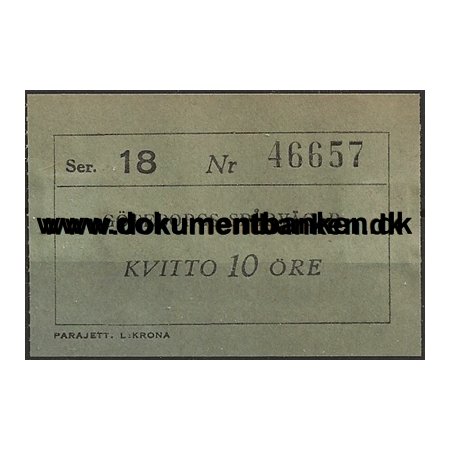 Sporvej Kvitto Gteborgs Sporvgar 10 re 1947