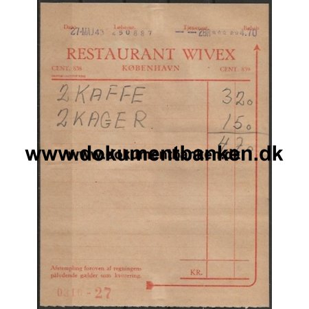 Restaurant Wivex Tivoli Regning 1953