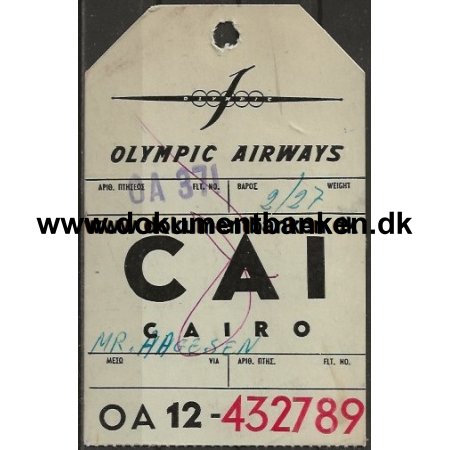 Kuffertmrke Olympic Airways Cairo 1961