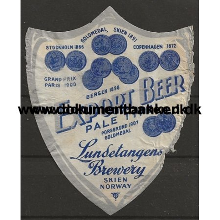 Lundetangens Brewery Skien Norge letiket 1949