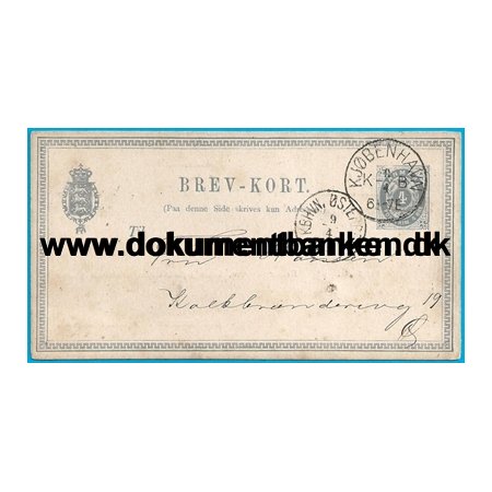 DFDS Brevkort, Skibet Samo fra Svendborg, Besked om fragtgods, 1879