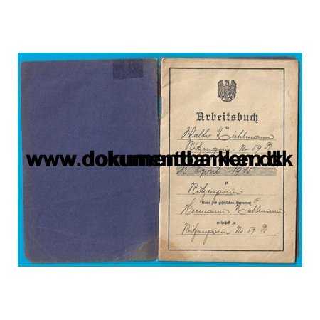 Arbeitsbuch Walter Mhlmann Geboren Rtzengrn 13 april 1915 