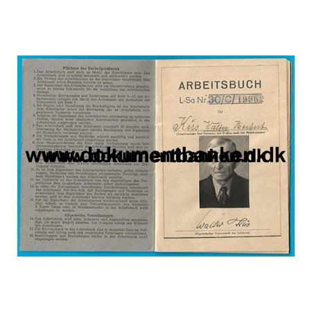 Arbeitsbuch Walter Herbert Ks, Geboren 30 Juni 1924 in Chemnitz Sachsen